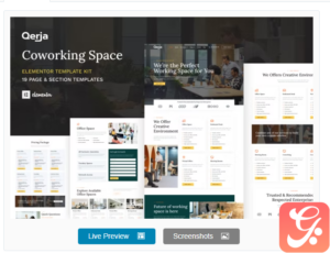 Qerja - Coworking Space WordPress Elementor Template Kit