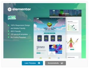 Nozzle - Game NFT Elementor Pro Template Kit