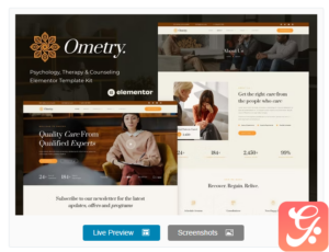 Ometry - Psychology Therapy & Counseling Elementor Template Kit