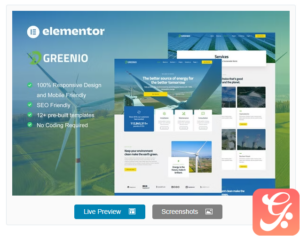 Greenio - Green Energy & Technology Company Elementor Template Kit