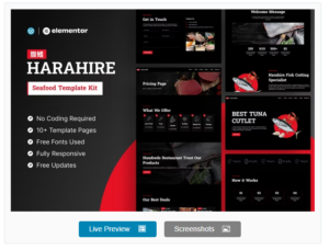 Harahire - Seafood Elementor Pro Template Kit