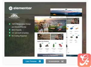Barrameru - Outdoor Adventure Camping Store Elementor Pro Template Kit