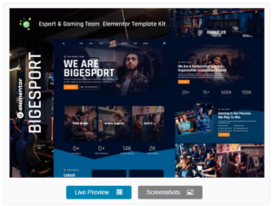 Bigesport - Esport & Gaming Team Elementor Template Kit
