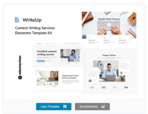 WriteUp - Content Writing Services Elementor Template Kit
