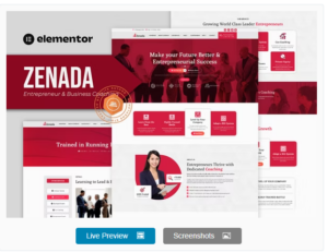 Zenada - Entrepreneur & Business Coaching Elementor Template Kit