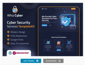 WhizCyber - Cyber Security Elementor Template Kit
