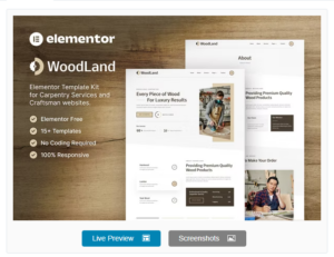 WoodLand – Carpenter & Craftsman Elementor Template Kit