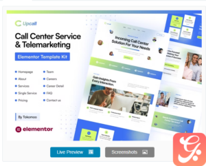 Upcall - Call Center Service & Telemarketing Elementor pro Template Kit