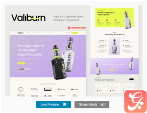 Valiburn - Vape & E-Cigarettes Store Elementor Template Kit