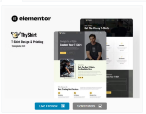 Thyshirt - TShirt Design and Printing Elementor Template Kit