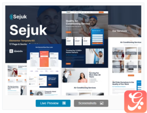 Sejuk - Air Conditioner & HVAC Repair Service Elementor Pro Template Kit