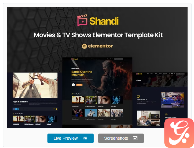 Shandi – Movies & TV Shows Elementor Template Kit