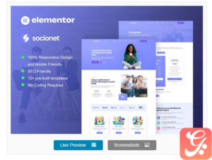 Socionet - Social Media Marketing Agency Elementor Template Kit