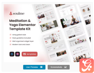Soulme Yoga Meditation & Wellness Mindfulness Elementor Template Kit