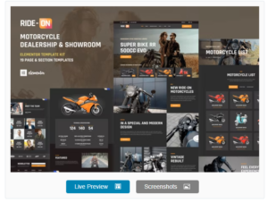Ride ON - Motorcycle Dealership WordPress Elementor Template Kit