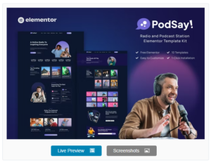 PodSay - Radio & Podcast Station Elementor Template Kit