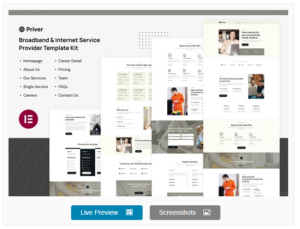 Priver - Broadband & Internet Service Provider Elementor Pro Template Kit