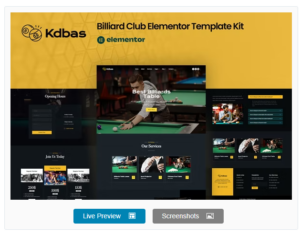 Otaqo - Snooker & Pool Bar Elementor Template Kit