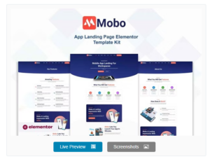 Mobo - App Landing Page Elementor Template Kit