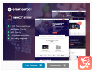 MoxChannel - TV Channel Service Elementor Template Kit
