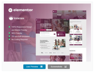 LovaCare - Senior Care Services Elementor Template Kit