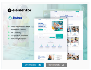 Kindera - Child Therapist & Psychologist Service Elementor Template Kit