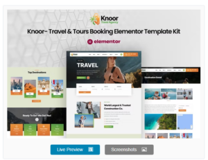 Knoor - Travel & Tours Booking Elementor Template Kit