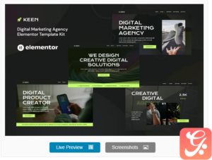 Keen - Dark Digital Marketing Agency Elementor Template Kit
