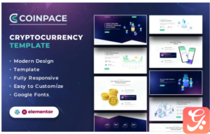 Coinpace - Bitcoin Cryptocurrency WordPress Elementor Template-Kit