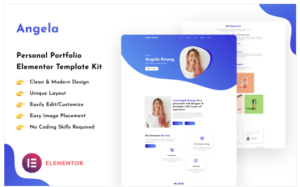 Angela - Personal Portfolio Elementor Template Kit