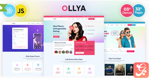 Ollya Dating and Community Site React Js Template