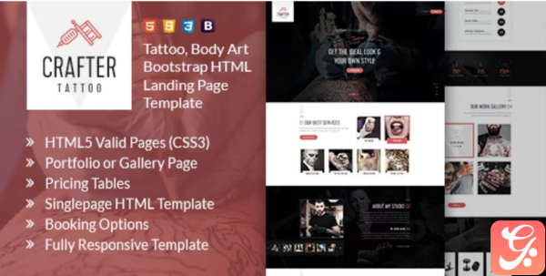 Crafter Tattoo Bootstrap Landing Page Template
