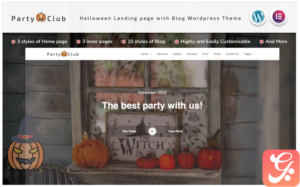 Party Club - Halloween Multifunctions Landing page with Blog Wordpress Theme