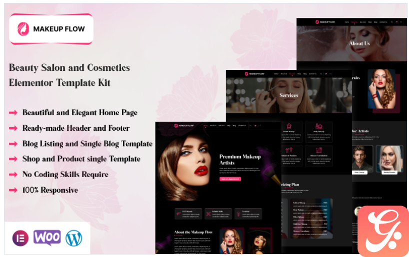 Makeup Flow - Beauty Salon and Cosmetics Elementor Template Kit