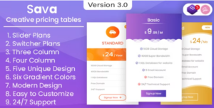 Sava - HTML Pricing Tables and Plans