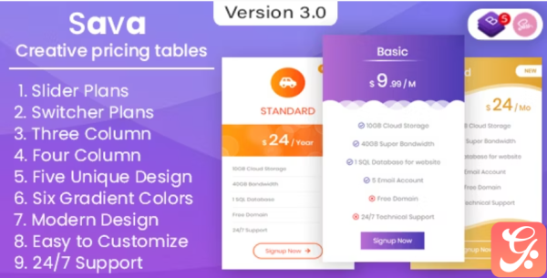 Sava Pricing Tables and Plans