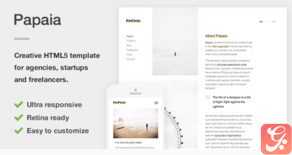 Papaia Creative HTML5 Site Template for Agencies Startups Freelancers