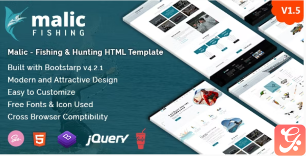 Malic Fishing Hunting Club HTML Template RTL