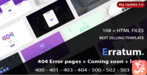 Erratum - 404 Error Pages + Coming soon + Login