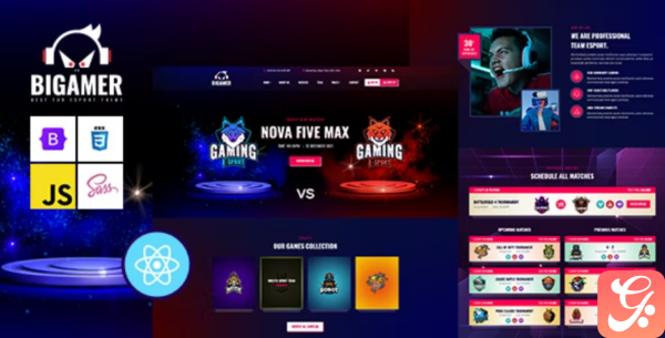 Bigamer eSports And Gaming Tournaments React Js Template