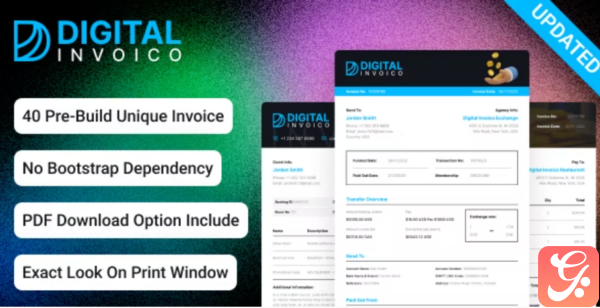 Invoice HTML Template for Ready to Print Digital Invoico