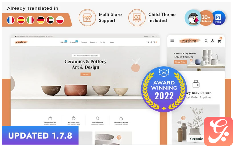 Earthen - Pottery and Ceramics Handmade PrestaShop Theme