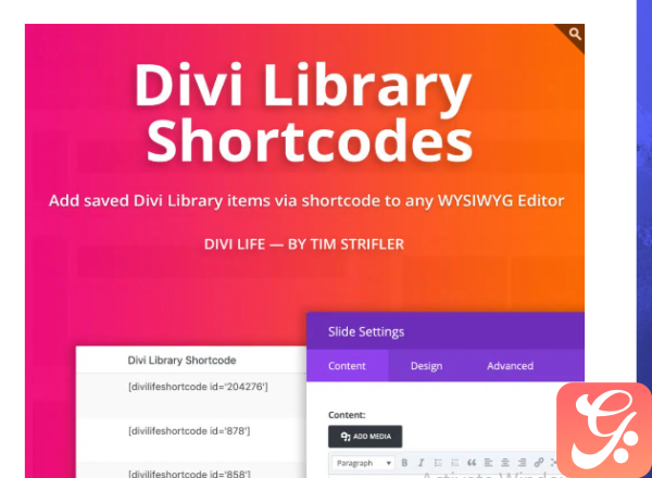 Divi Library Shortcodes Wordpress plugin with original license key Activation for lifetime