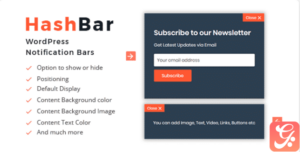 HashBar Pro – WordPress Notification Bar WordPress Plugin with original license key Activation for lifetime