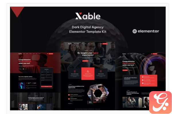 Xable Dark Digital Agency Elementor Pro Template Kit