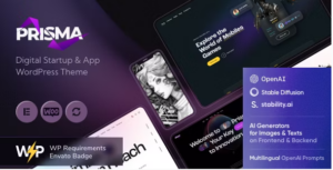Prisma - Digital Startup & App WordPress Theme + AI