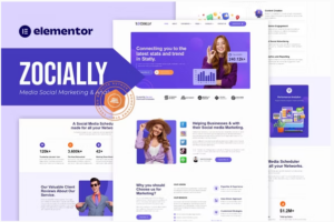 Zocially - Social Media Marketing & Analythic Elementor Template Kit