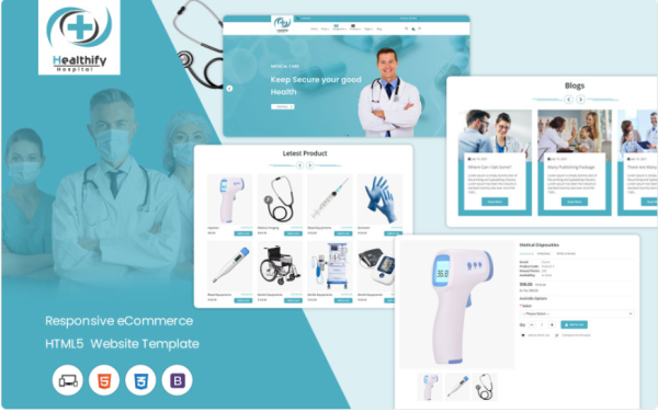 Healthify Web : Responsive HTML Template for Hospital and Medical Equipment Sales Website Template