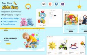 KidsBee Web - Get Playful with our Fun and Colorful HTML Web Template for Kids Toys! Website Template