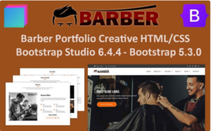 Barber Portfolio Creative HTML/CSS - Incl. Bootstrap Studio v6.4.4 - Bootstrap v5x Website Template